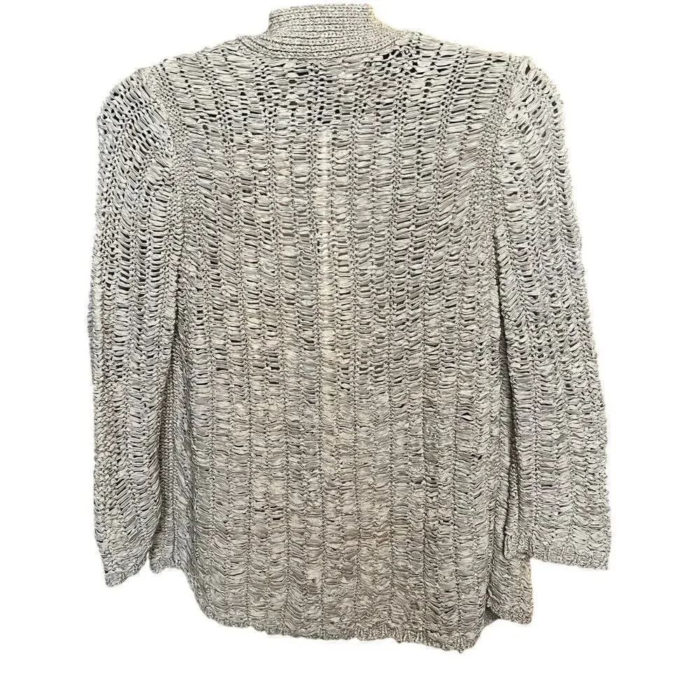 Chico's Open Knit Cardigan, Size 0 / Small, Basketweave, Beige, 3/4 Sleeve, Work